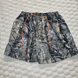 MNML Camouflage Athletic Shorts with Orange Drawstring